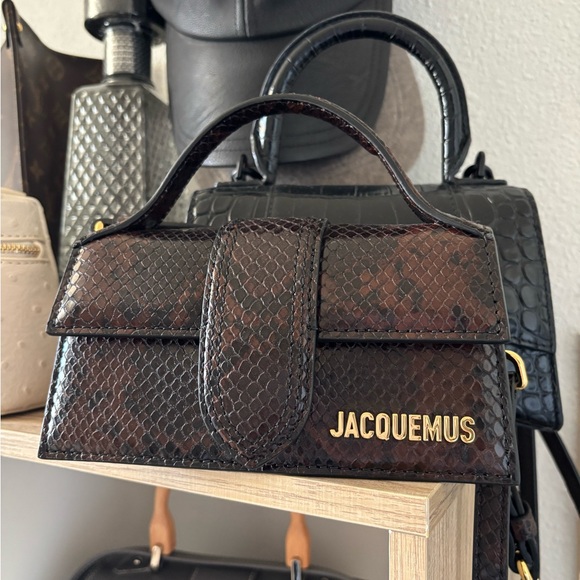 Jacquemus The Bambino Python-Embossed Leather Shoulder Bag, Brown - Picture 1 of 9